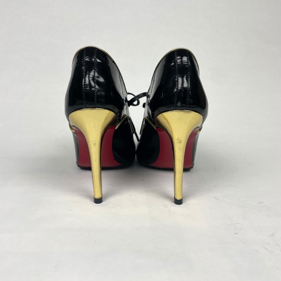 Christian Louboutin Patent Leather Heels Black Patent with Gold Size 36.5 EU - Picture 5 of 7